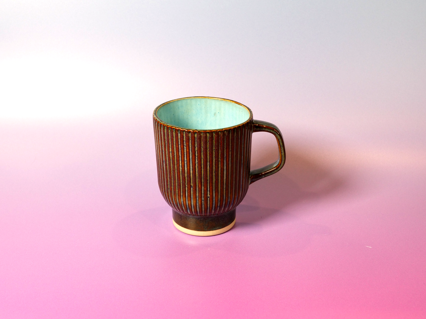Denim & Norse Blue Ribbed Mug - 14 oz