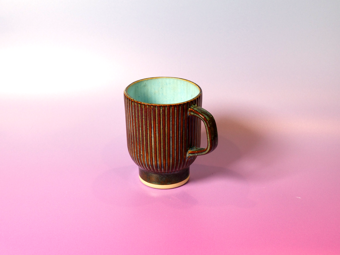 Denim & Norse Blue Ribbed Mug - 14 oz