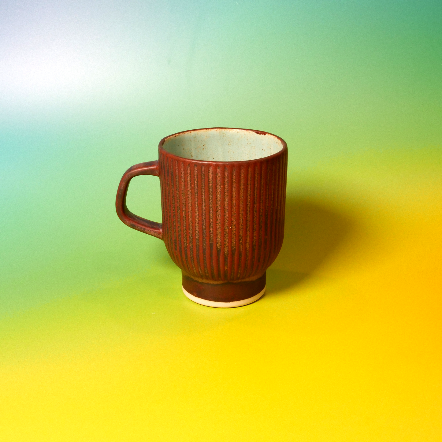 Bronze & Pistachio Ribbed Mug — 14 oz