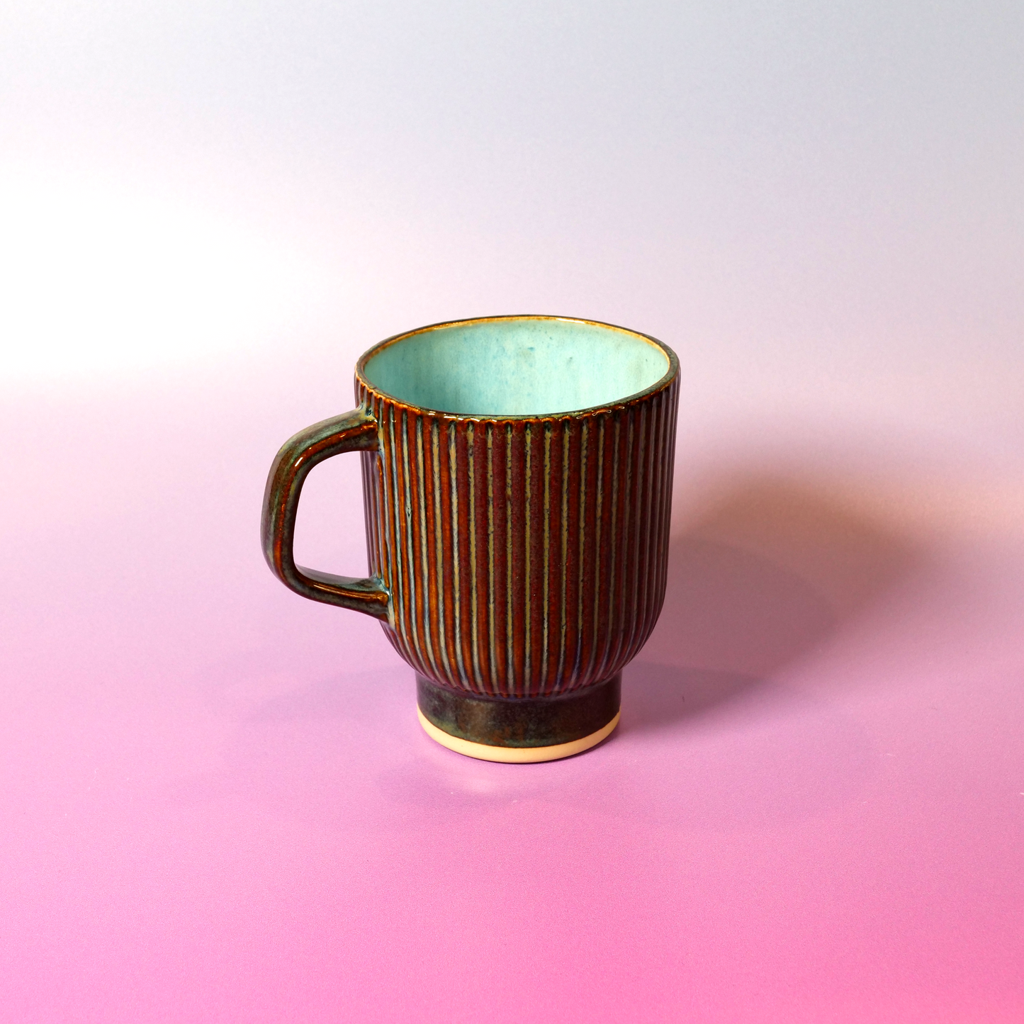 Denim & Norse Blue Ribbed Mug - 14 oz